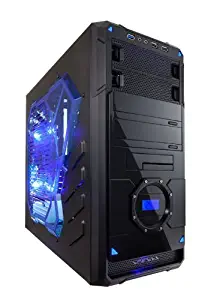 APEVIA X-Dreamer 4 ATX Mid Tower Gaming Case with 5 Fans, Blue Side Window, LCD Temperature Display, USB2.0/USB3.0/HD Audio Ports, Hard Disk Hot Swap Bay, up to 7 x Cooling Fan Space - Black/Blue