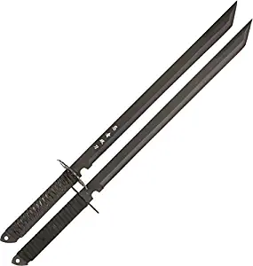 BladesUSA HK-6183 Twin Ninja Swords, Two-Piece Set, Black, 28-Inch Overall
