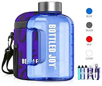 BOTTLED JOY 1 Gallon Water Bottle, BPA Free Large Water Bottle Hydration with Motivational Time Marker Reminder Leak-Proof Drinking Big Water Jug for Camping Sports Workouts and Outdoor Activity