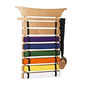 KidKraft Martial Arts Wooden Belt Holder Hanging Display for 8 Belts(Unpersonalized)