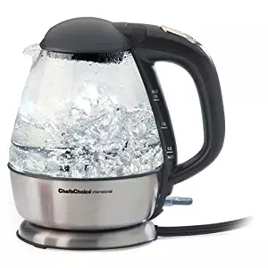 Chef'sChoice 680 Cordless Electric Glass Kettle in Brushed Stainless Steel Includes Illuminated On Off Switch Auto Boil Dry Shut Off Protection, 1.5-Liter Silver
