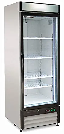 Chef's Exclusive CE321 Commercial 1 Hinged Swing Single Glass Door Refrigerator Merchandiser Cooler Display Showcase LED 23 Cubic Feet 4 Adjustable Shelves Digital Controller Lock, 27 Inch Wide, White