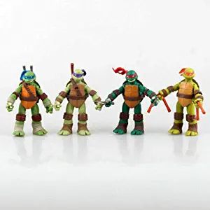 Azamon US Shop 4pcs Nice New Teenage Mutant Ninja Turtles 5" Action Figures Set: Leo Ralph Donnie Mickey Compact Durable