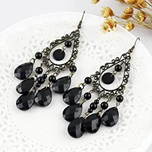 Hot Sale Individual Tassel Rhinestone and Beads Water Drop Chandelier Earrings