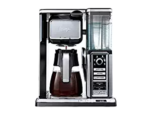 Ninja CF090CO Coffee Bar w/Glass Carafe and Auto-iQ One Touch Intelligence 19.5 x 10.75 x 16.75 Chrome/Black