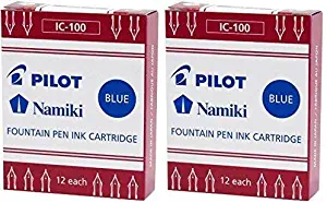 Pilot Namiki IC100 Fountain Pen Ink Cartridge, Blue, 12 Cartridges per Pack (Pack of 2)