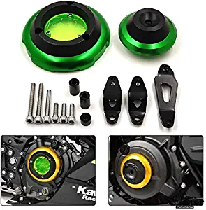 HTTMT- CNC Engine Cover Guard Case Left Right Kit Compatible With US-KA-wasaki Ninja 400 2018 2019 Green Green Color [P/N: KA-NINJA4-BG]