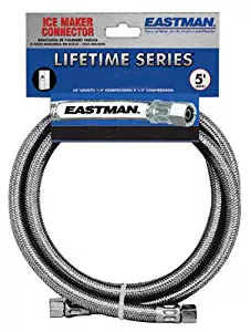 Eastman 41036 Flexible Stainless Steel Braided Icemaker Connector with Brass Nuts, 1/4-Inch Comp X 1/4-Inch Comp, 10-Feet