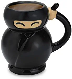 BigMouth Inc Ninja Coffee Mug - 12 oz Ninja Shaped Ceramic Coffee Cup Reads “Trust Me I’m a Ninja” – Funny Mug is Perfect for Home and Office, Makes a Great Gift