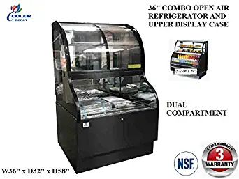 36" Wide Grab and Go Open Air Combo Refrigerator Display Cooler Merchandiser 2 Compartment - FGO36 Starbucks - ETL NSF Warranty