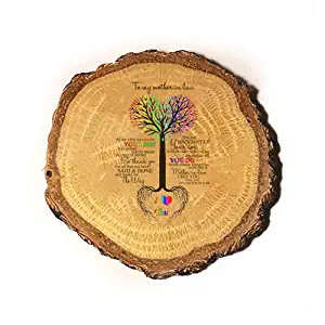 to My Mother in Law Tree Heart Rainbow Sweet Sayings Birthday, Mother's Day, Christmas, Anniversary, Gift - 3D Color Printed Wooden Rustic Log Magnet