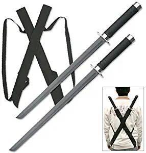 Snake Eye Tactical Dual Twin Ninja Sword with Dual Shoulder Sheath Each Blade (HK1456)