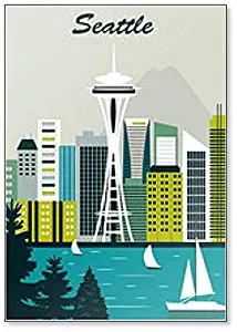 Seattle City Illustration Fridge Magnet