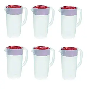 Rubbermaid 30621-4 712395881415 Pitcher 2.25 Qt-White with Red Cover Pack of 6, 6 Pack (Renewed)
