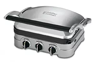Cuisinart 5 In 1 Griddler with Panini Press, Full Grill, Full Griddle and Half Grill/Half Griddle Options, Includes Dishwasher Safe Removable Cooking Plates and Red/Green Indicator Lights