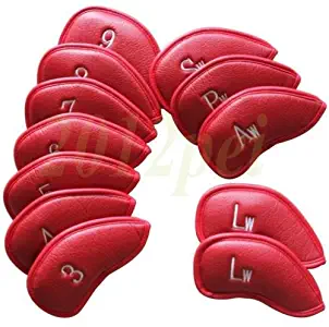 nobrand Waller PAA Red 12 Pcs Skull Leather Golf Iron Head Covers Set Headcovers