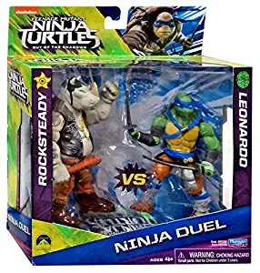 Teenage Mutant Ninja Turtles Out of the Shadows Ninja Duel Rocksteady vs Leonardo 5" Action Figure 2-Pack