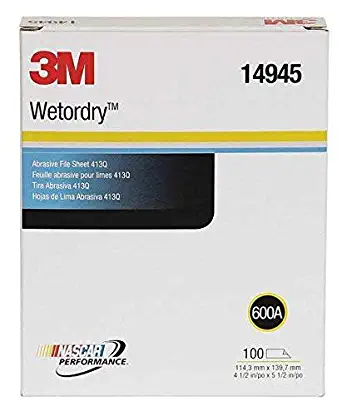 3M(TM) Wetordry(TM) Abrasive File Sheet 413Q, 14945, 4 1/2 x 5 1/2 in, 600A, 100 sheets per box