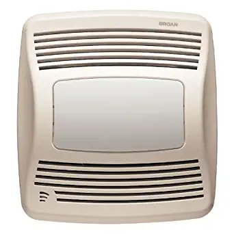 Broan QTXE110SFLT Ultra Silent Humidity Sensing Fan and Light, 110 CFM, White Grille