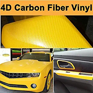 DIYAH 4D Yellow Carbon Fiber Vinyl Wrap Sticker with Air Realease Bubble Free Anti-Wrinkle 12" X 60" (1FT X 5FT)