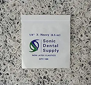 Sonic Dental - Clear - 1/4" X-Heavy 6.5 oz - Orthodontic Elastic - Braces - Dental Rubber Bands