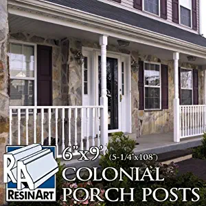 Colonial Porch Post - 6" x9' (5-1/4" x 108") - Galvanized Steel Pipe Inside Synthetic Shell - Load Bearing. Unfinished and ready to paint.