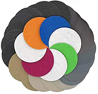 Assorted Set 30pcs 75mm /3" Inch Grit 320/400/600/800/1000/1500 Water Dry Sanding Discs Hook Loop Sandpaper Round Sandpaper Disk Sand Sheet