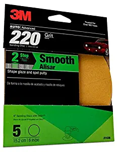 3M Sanding Disc with Stikit Attachment, 31438, 6 in, 220 grit, 5 discs per pack