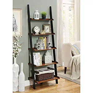 Convenience Concepts French Country Bookshelf Ladder, Dark Walnut & Black