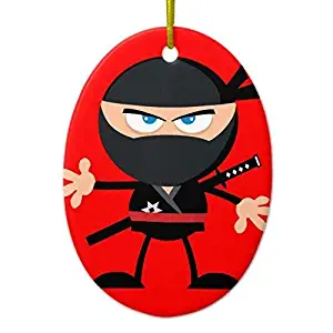 TIFA-LOVE Christmas Ornament Cartoon Ninja Warrior Red Ornament Oval Ornament