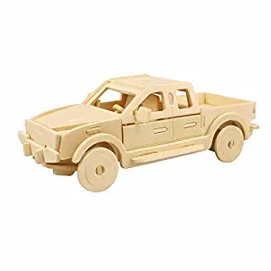 3D Wooden Puzzle Building Kit Pickup Truck Car Model Wood Best Gift for Kids 23-pcs (Pickup Truck)