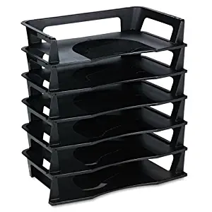 Rubbermaid Regeneration Letter Size 6-Tier Desk Tray, Black Plastic, (86028)