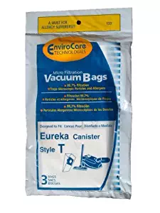 15 Eureka T Allergy Canister Vacuum Bags, Canister Series 970, 972 Vacuum Cleaners, 61555-12, 970A, 972A, by EnviroCare