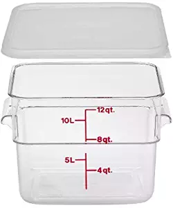 Cambro 12SFSCW135 Camwear Polycarbonate Square Food Storage container, 12 Quart With Lid