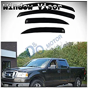 D&O MOTOR 4pcs Front+Rear Smoke Sun/Rain Guard Outside Mount Tape-On Window Visors for 04-08 Ford F-150 SuperCrew/Crew Cab with 4 Full Size Doors