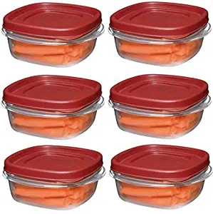 Rubbermaid 1776401 1 1/4-Cup Easy Find Lid Food Storage Container, Square, 6 pack