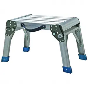 Step Stool and Working Platform 350 Lbs. Capacity Foldable Anodized Aluminum by Haul-Master