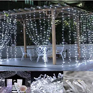 Neretva 300 LED Window Curtain String Light, Twinkle String Fairy Lights, 9.8x9.8ft, 8 Modes Linkable,LED String Lights for Christmas Party Wedding Patio Lawn Garden Decorative Lights (White)