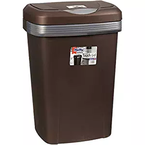 Hefty 13-Gallon Premium Touch Lid Waste Basket, Bronze (1)