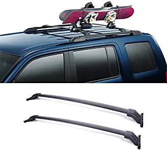 VIOJI 2pcs Black Aircraft Aluminum Roof Rack Cross Bars + Brackets + Mounting Hardwares Fit 09-15 Honda Pilot