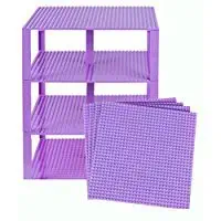 Strictly Briks Classic Baseplates 10" x 10" Brik Tower 100% Compatible with All Major Brands | Building Bricks for Towers and More | 4 Lavender Stackable Baseplates & 30 Stackers