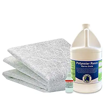 Fiberglass Repair Kit - 1 Gallon of Polyester Resin .75 oz CSM Fiberglass Chopped Strand Mat x38" Wide x5 Yards Long (15 Feet)