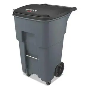 Rubbermaid Commercial Brute Rollouts with Casters, Square, 65 Gal, Gray