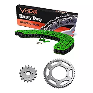 Volar Chain and Sprocket Kit - Heavy Duty - Green for 2013-2017 Kawasaki Ninja 300 EX300