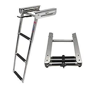 White Water Marine Boat Under Platform Telescoping Ladder with Bracket (3 & 4 Step)