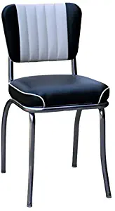 Richardson Seating Two Tone Channel Back Retro Diner Chair with Waterfall Seat, Black and White, 2"