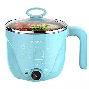 1L Liven Electric Hot Pot with 304 Stainless Steel healthy inner Pot, Cook noodles and boil water eggs easy ,Small Electric Cooker 600W 120V HG-X1000BL