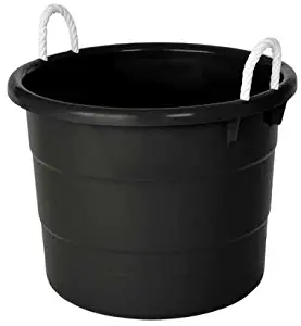 Storage Tub w/Rope Handles, 18 Gal, Black