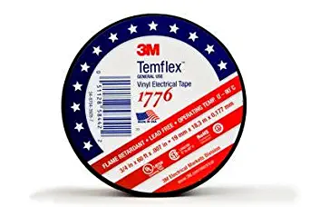 3M 1776-3/4"x60' Temflex Vinyl Electrical Tape, 1776, 3/4" x 60', Black