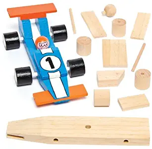 Baker Ross Wooden Racing Car Craft Kits for Children to Assemble Decorate and Give as (Pack of 2)